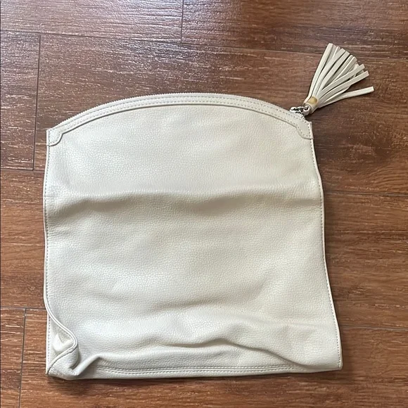 Express Cream Clutch with Tassel and Flap Closure - Picture 4 of 6
